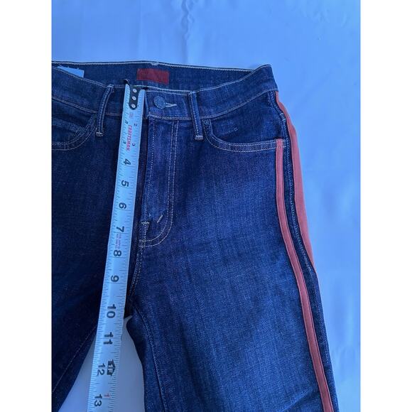 NWOT MOTHER Insider Crop Step Hem Fray Speed Racer Jeans Sz 24 Dark Blue - Picture 9 of 12